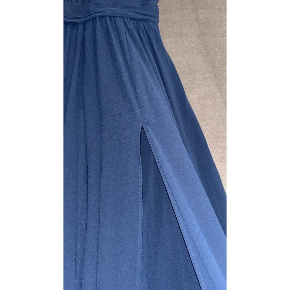 Lulus Thoughts of Hue Surplice Maxi Dress Womens Medium Navy Blue Fully Lined